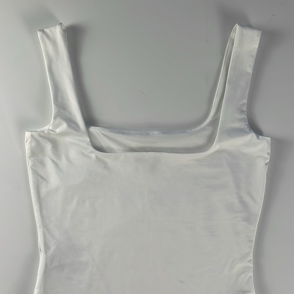 REISS Laurie Square Neck Tank Bodysuit. White. S. - Picture 7 of 13